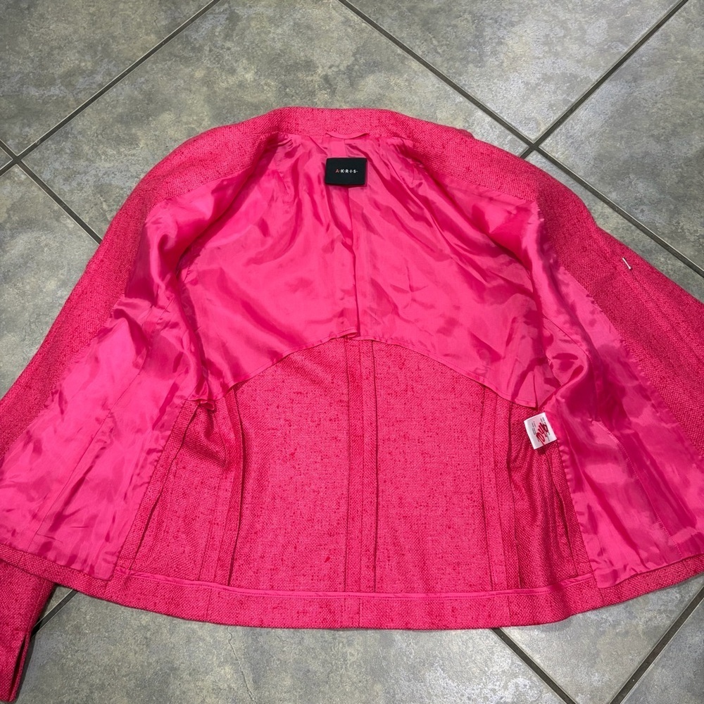 Akris Womens Silk Cashmere Hot Pink Blazer Sz 8 Retro Funky BossWives Event EUC - Picture 11 of 15